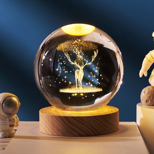 Glowing 3D solar system crystal ball Size: 6cm crystal ball, 8cm crystal ball
